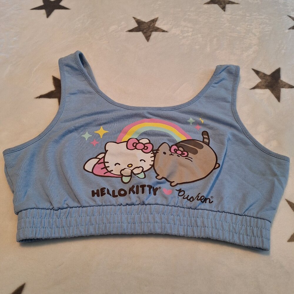 Hello Kitty x Pusheen Women's Sleeveless Wide Strap Cropped Tank Top Size M‎